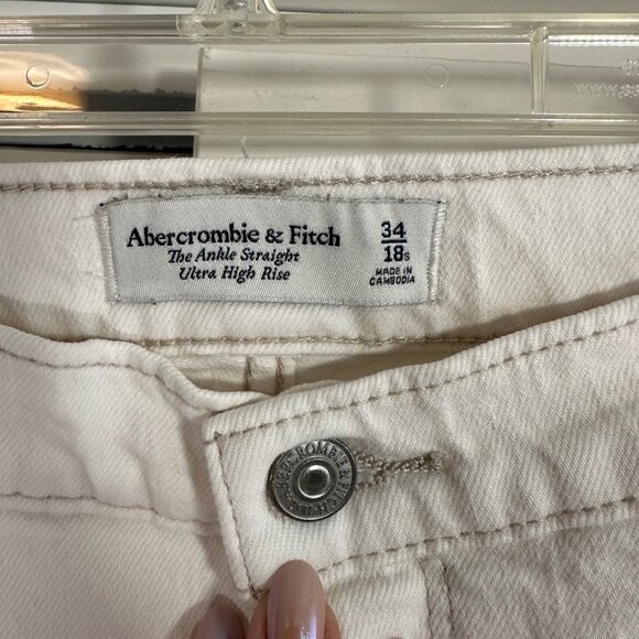 Abercrombie Ivory The Ankle Straight Ultra High Rise Jeans 34/18s - Picture 13 of 13